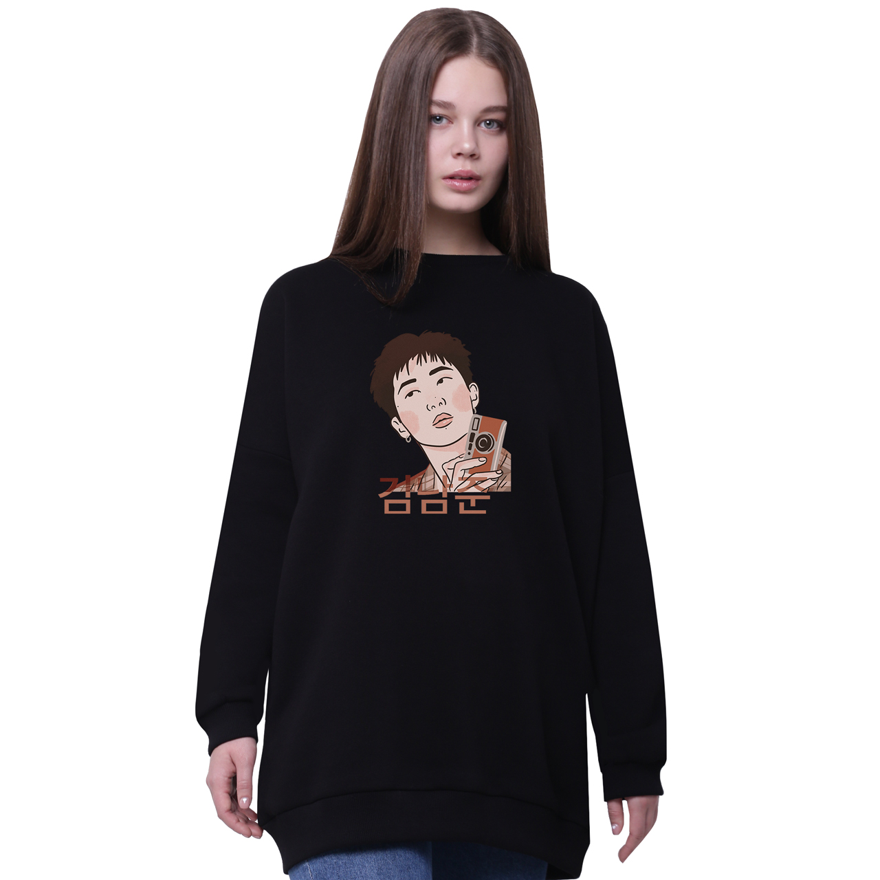 

Свитшот для девочек удлиненный Ким Намджун БТС (Kim Nam Joon BTS) Черный (35963-3261-3) 146 см