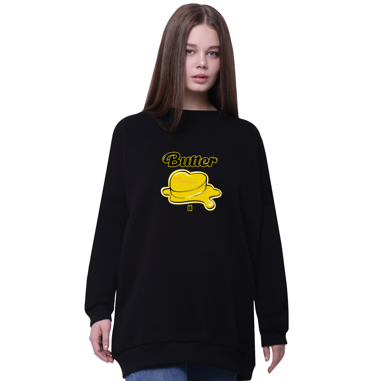 

Свитшот для девочек удлиненный БТС (BTS) Черный (35963-3269-8) 176 см