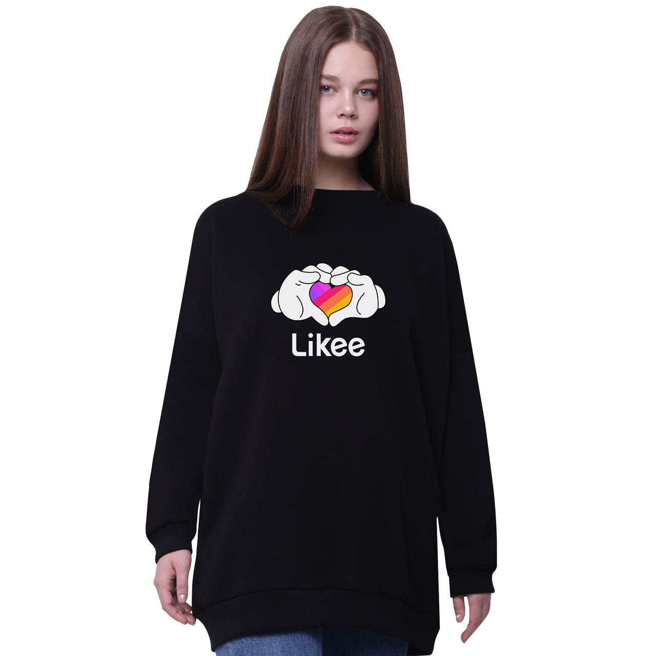

Свитшот для девочек удлиненный Лайк (Likee) Черный (35963-1711-5) 158 см