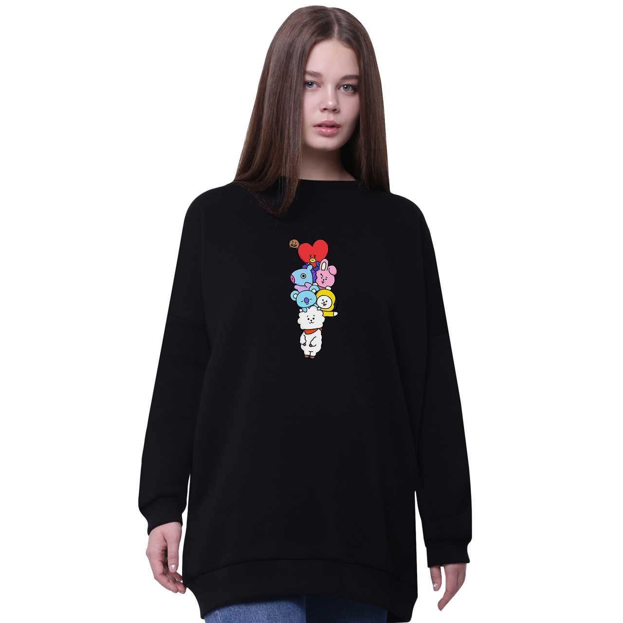 

Свитшот для девочек удлиненный БТС (BTS) Черный (35963-1064-2) 140 см