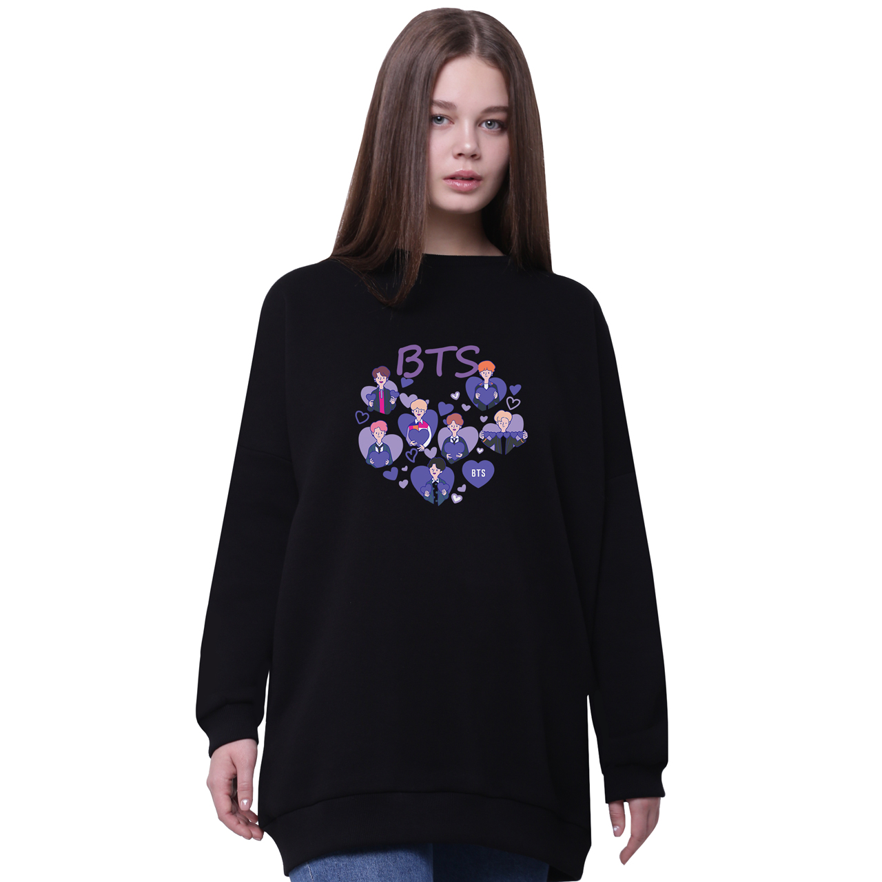 

Свитшот для девочек удлиненный БТС (BTS) Черный (35963-3273-6) 164 см