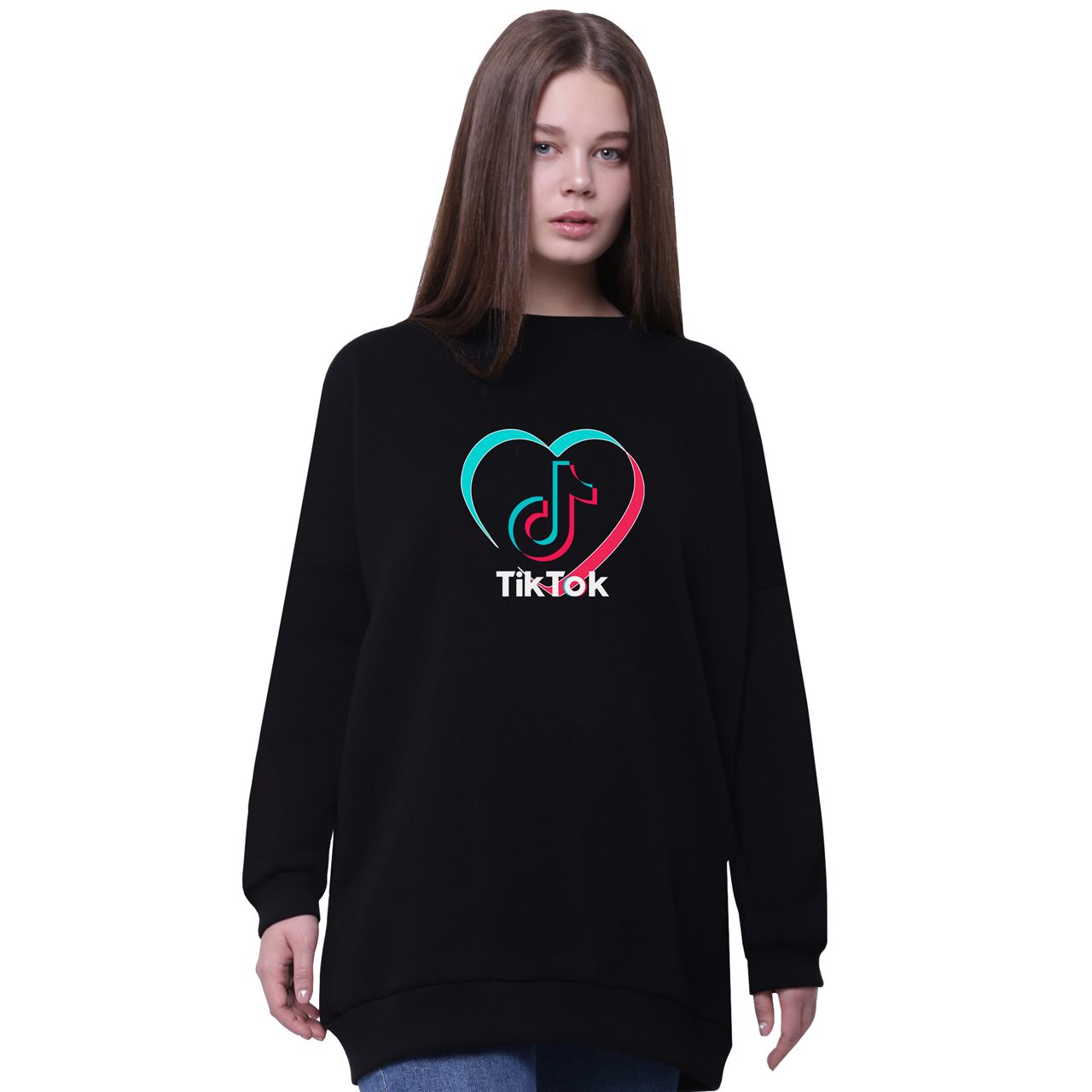 

Свитшот для девочек удлиненный ТикТок (TikTok) Черный (35963-1941-8) 176 см