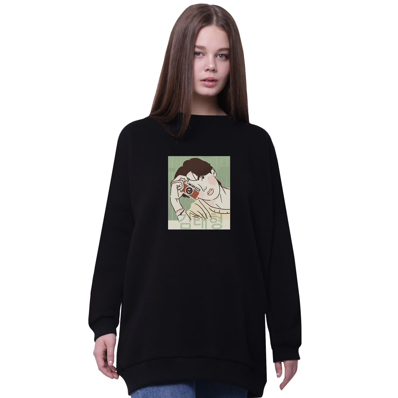 

Свитшот для девочек удлиненный БТС (BTS) Черный (35963-3262-2) 140 см