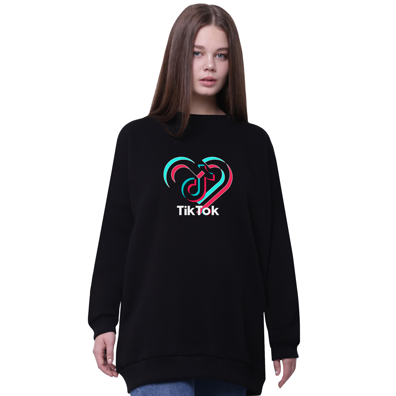 

Свитшот для девочек удлиненный ТикТок (TikTok) Черный (35963-1942-1) 134 см