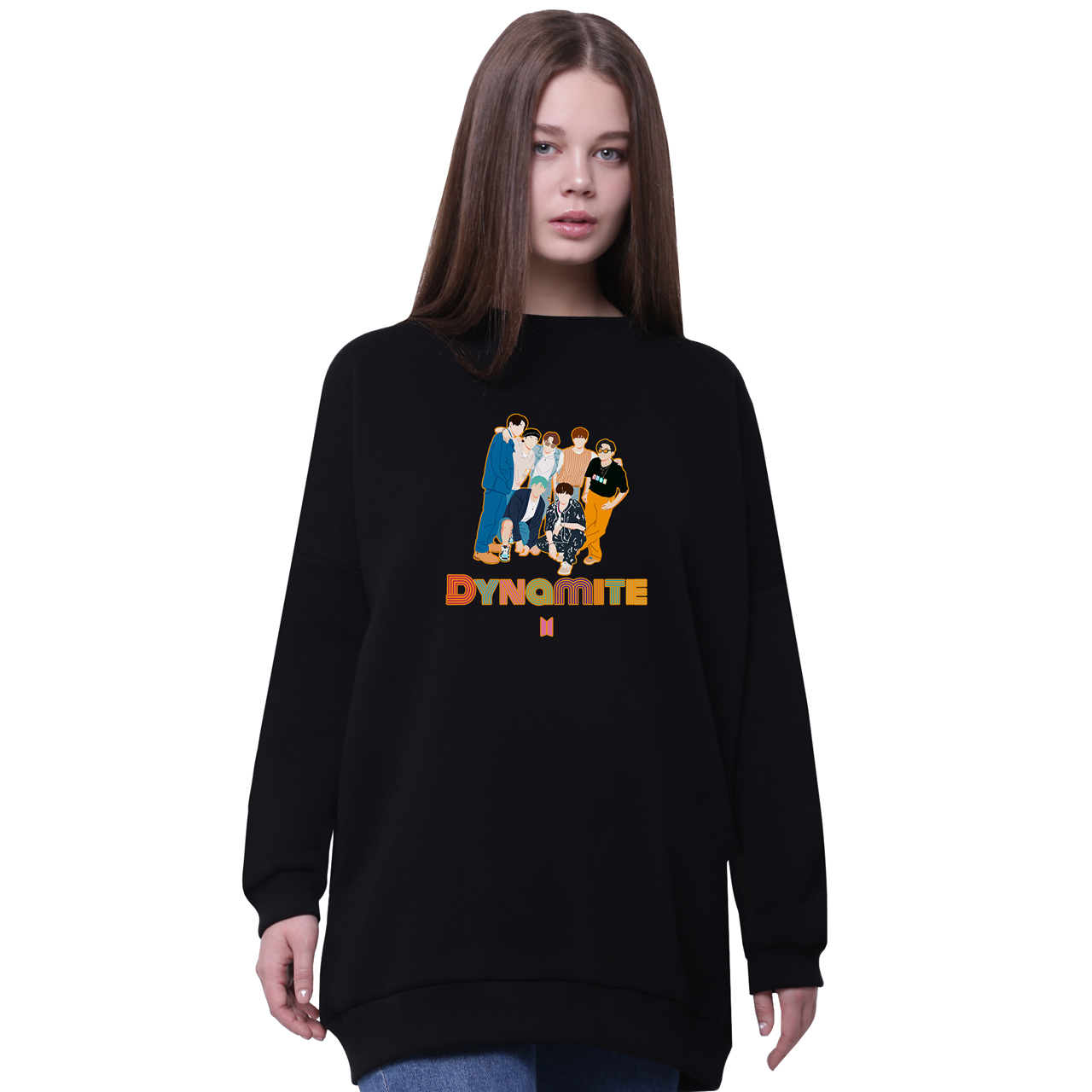 

Свитшот для девочек удлиненный БТС (BTS) Черный (35963-3270-5) 158 см