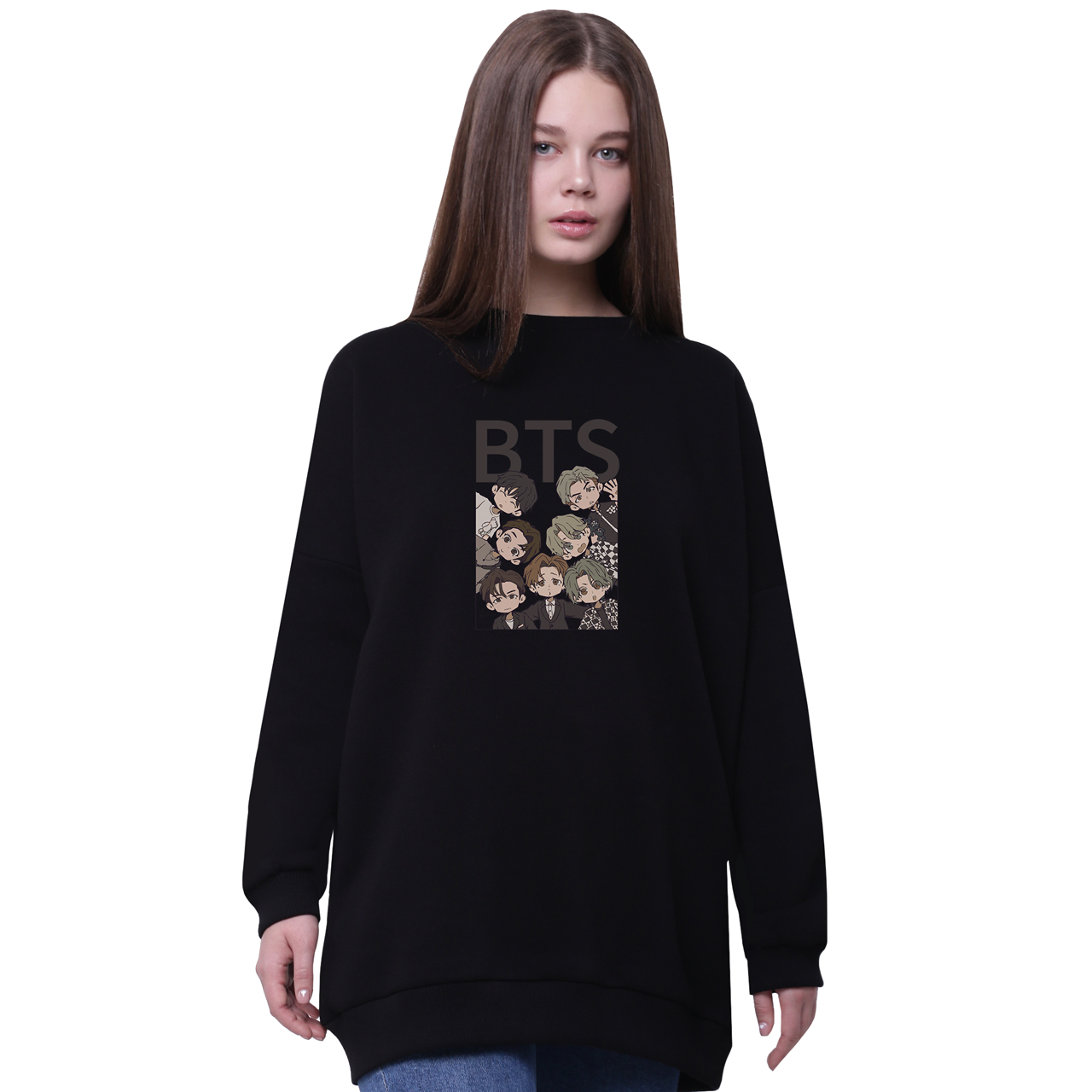 

Свитшот для девочек удлиненный БТС (BTS) Черный (35963-3275-7) 170 см