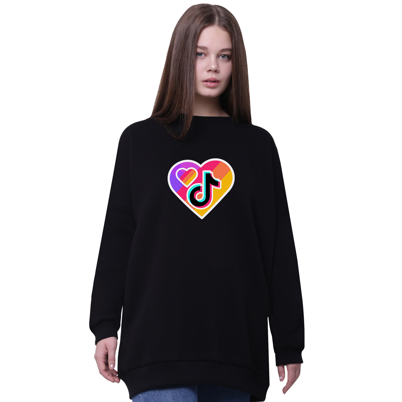 

Свитшот для девочек удлиненный ТикТок (TikTok) Черный (35963-1559-3) 146 см