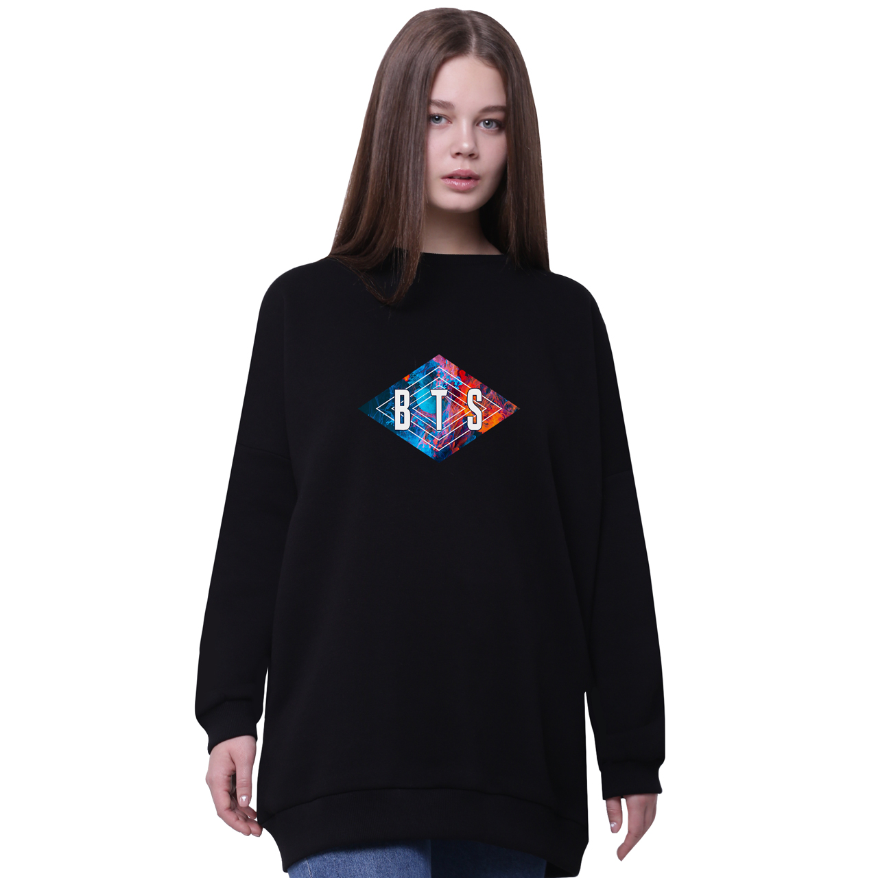 

Свитшот для девочек удлиненный БТС (BTS) Черный (35963-1062-5) 158 см