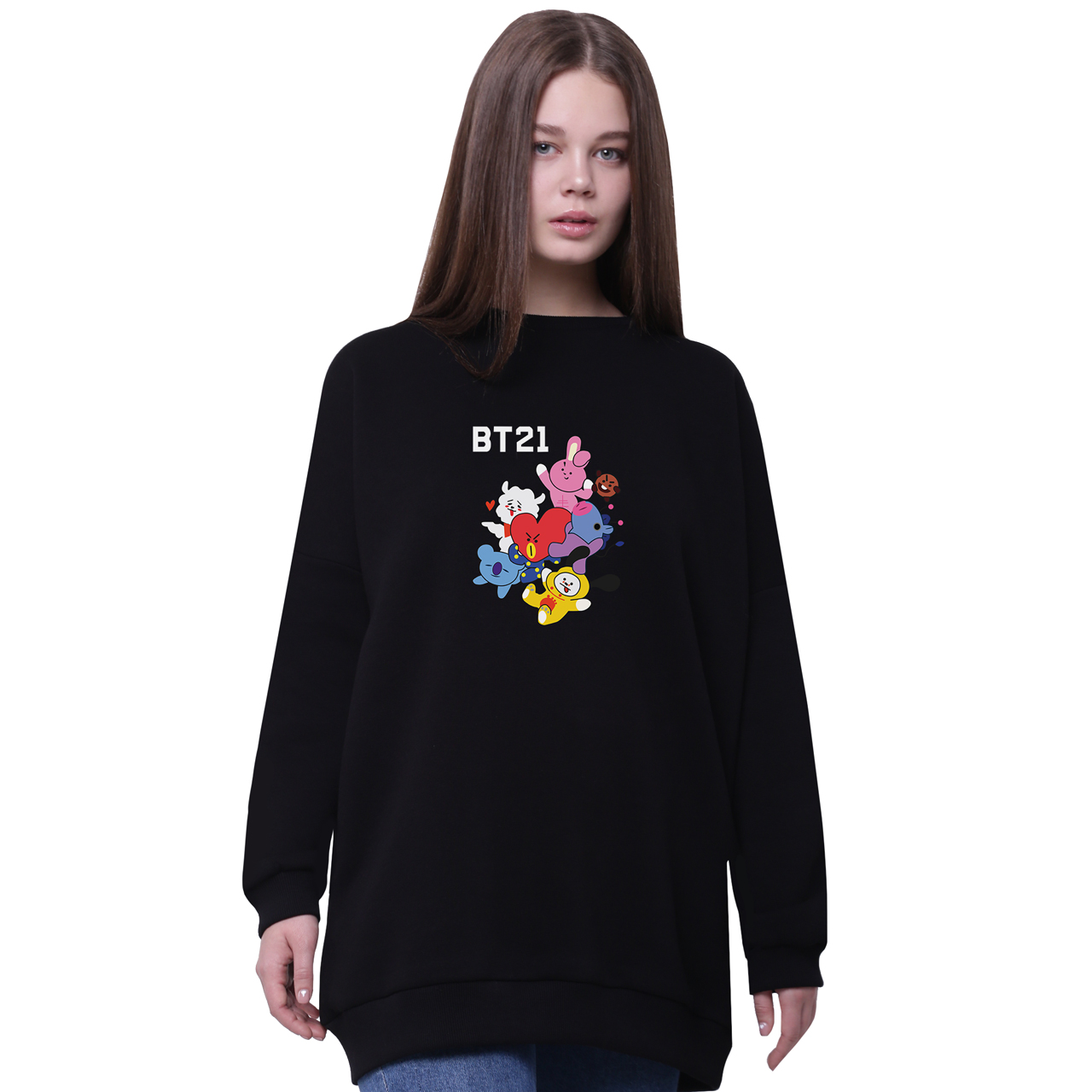 

Свитшот для девочек удлиненный БТС (BTS) Черный (35963-1166-8) 176 см