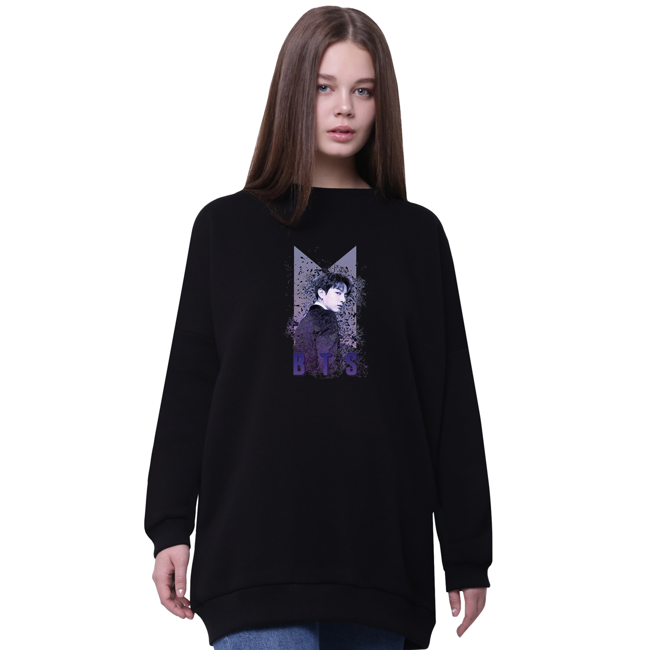 

Свитшот для девочек удлиненный БТС (BTS) Черный (35963-1065-7) 170 см