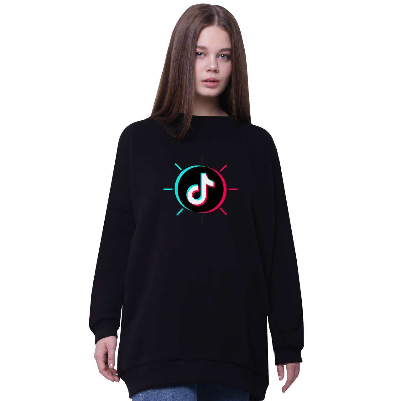

Свитшот для девочек удлиненный ТикТок (TikTok) Черный (35963-1388-1) 134 см
