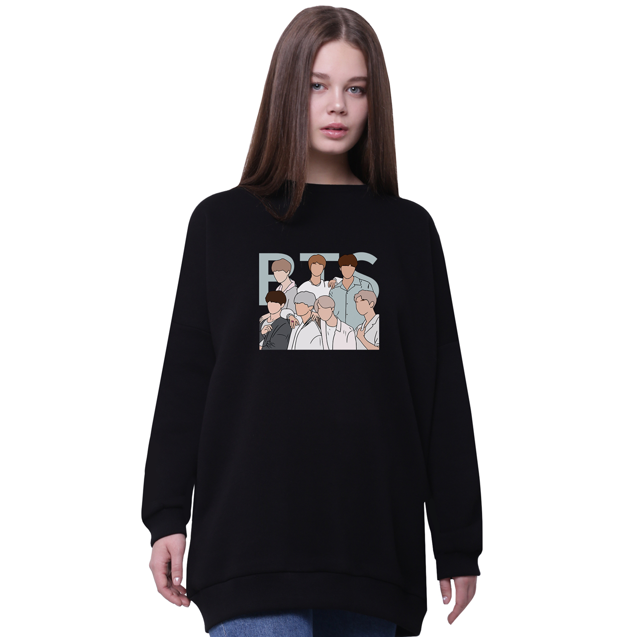 

Свитшот для девочек удлиненный БТС (BTS) Черный (35963-3272-7) 170 см