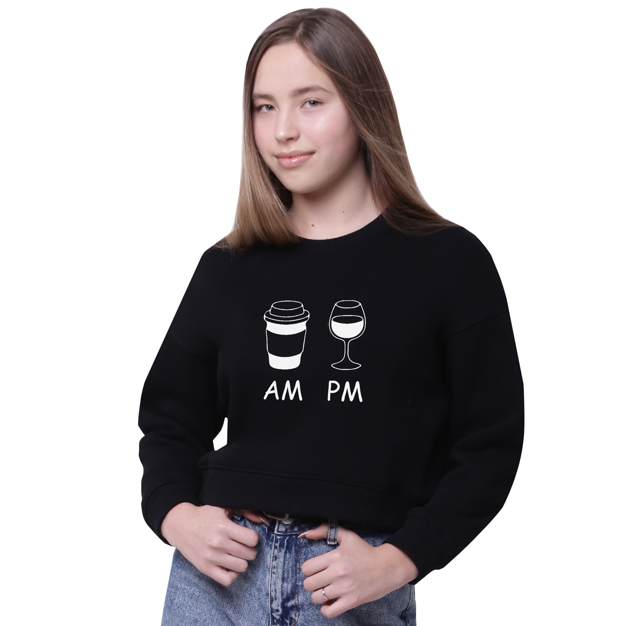 

Свитшот женский Кофе утром вино ночью AM/PM (coffee in the morning wine at night) Черный (35960-1640-13, Свитшот женский Кофе утром вино ночью AM/PM (coffee in the morning wine at night) Черный (35960-1640-13) L