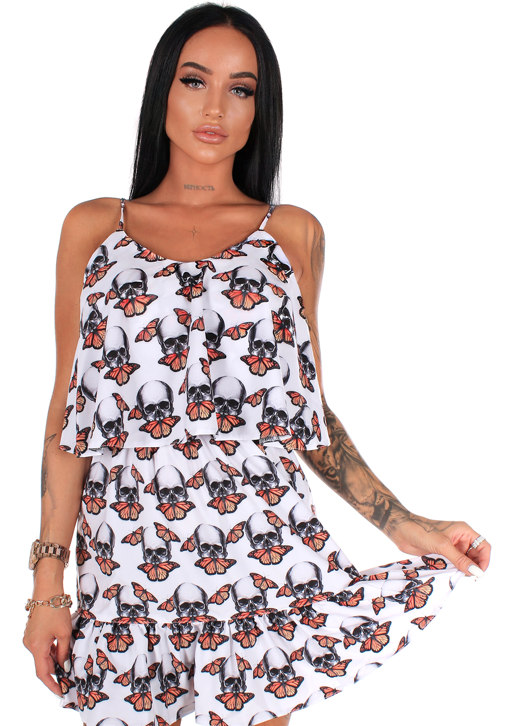 

Плаття жіноче Krutyakov SKULL BUTTERFLIES  білий 226752, Плаття жіноче Krutyakov SKULL BUTTERFLIES L білий 226752