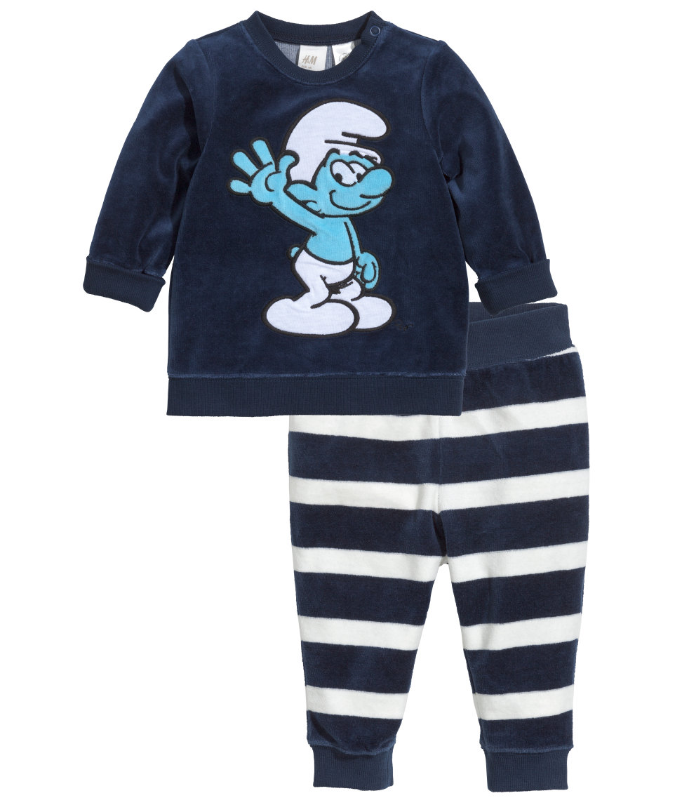 

Комплект H&M smurfs велюровый Синий (4-6/68) (708) 2 шт.