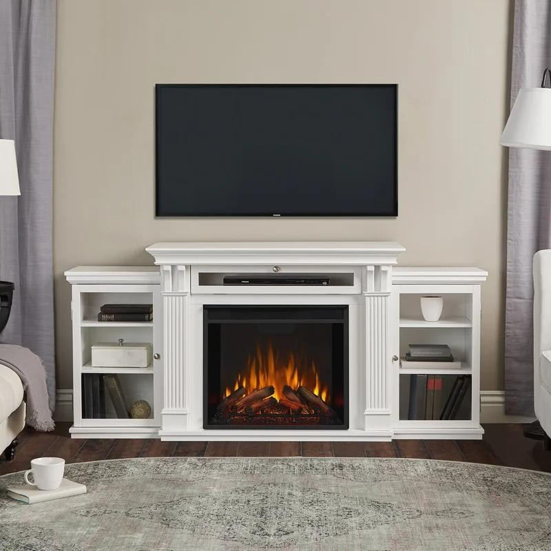 

ТВ тумба с камином Fireplace Тибет Белый эффект живого пламени со звуком и обогревом