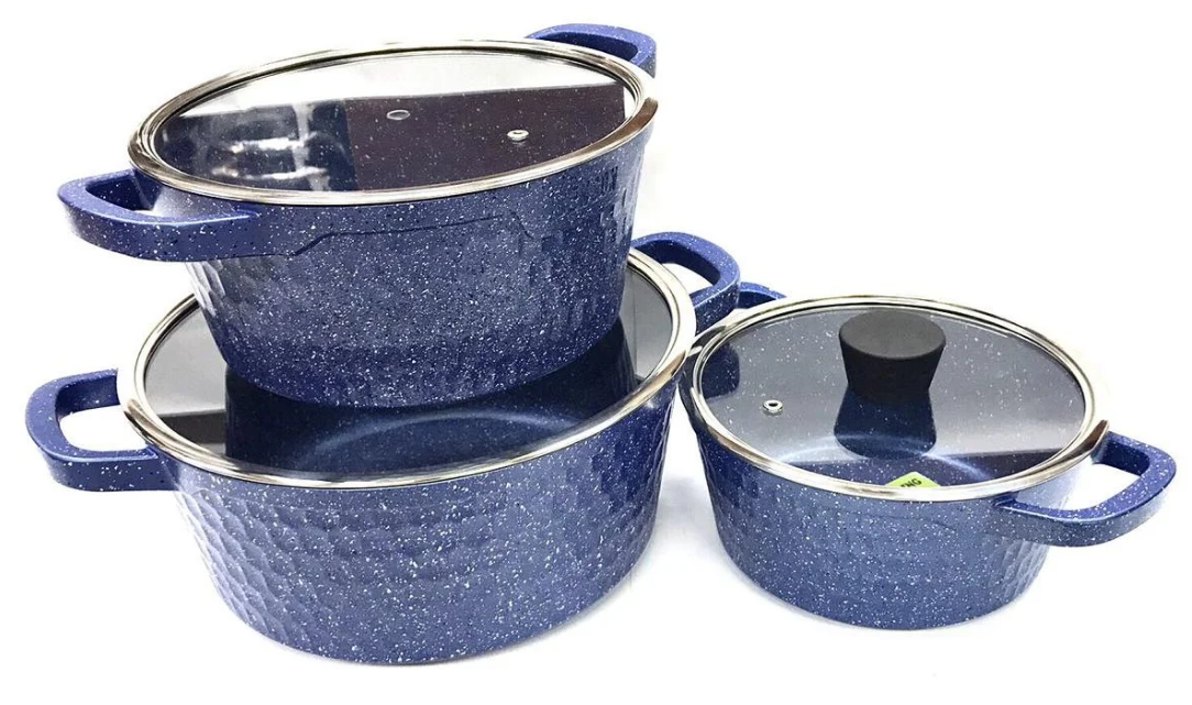 

Набор кастрюль с мраморным покрытием для всех типов плит Benson BN-348 6 предметов Blue