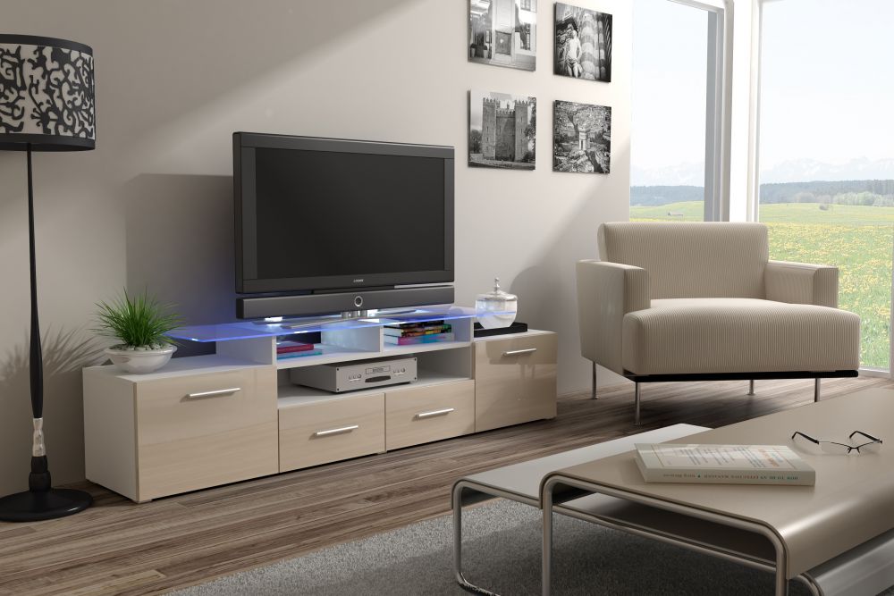 

ТВ тумба RTV EVORA Cama meble корпус - білий, фронт - кремовий глянець