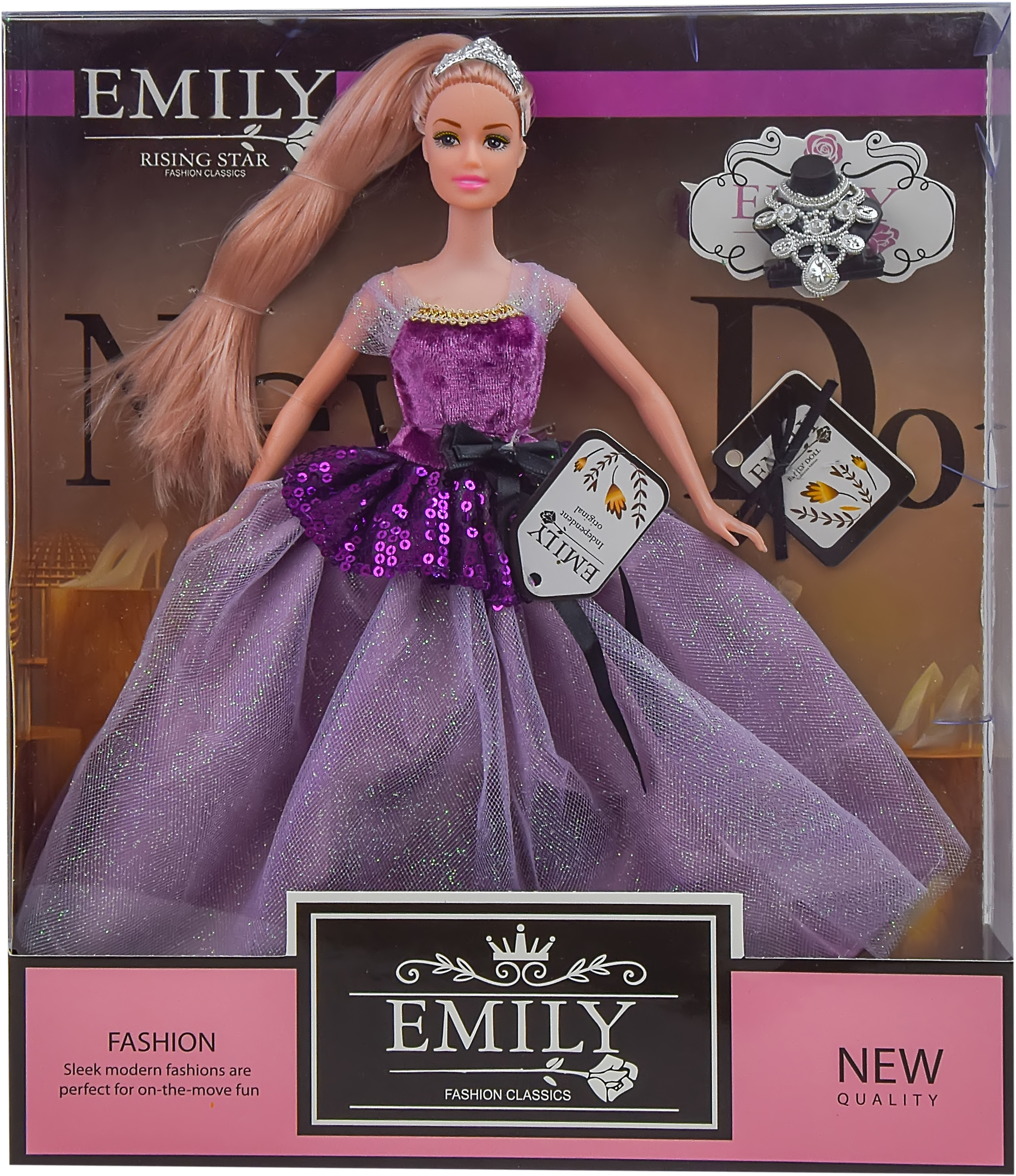 

Кукла Emily Блондинка в фиолетовом платье с баской 33х28х6 см (QJ081/QJ081D_2) (6900001218067)