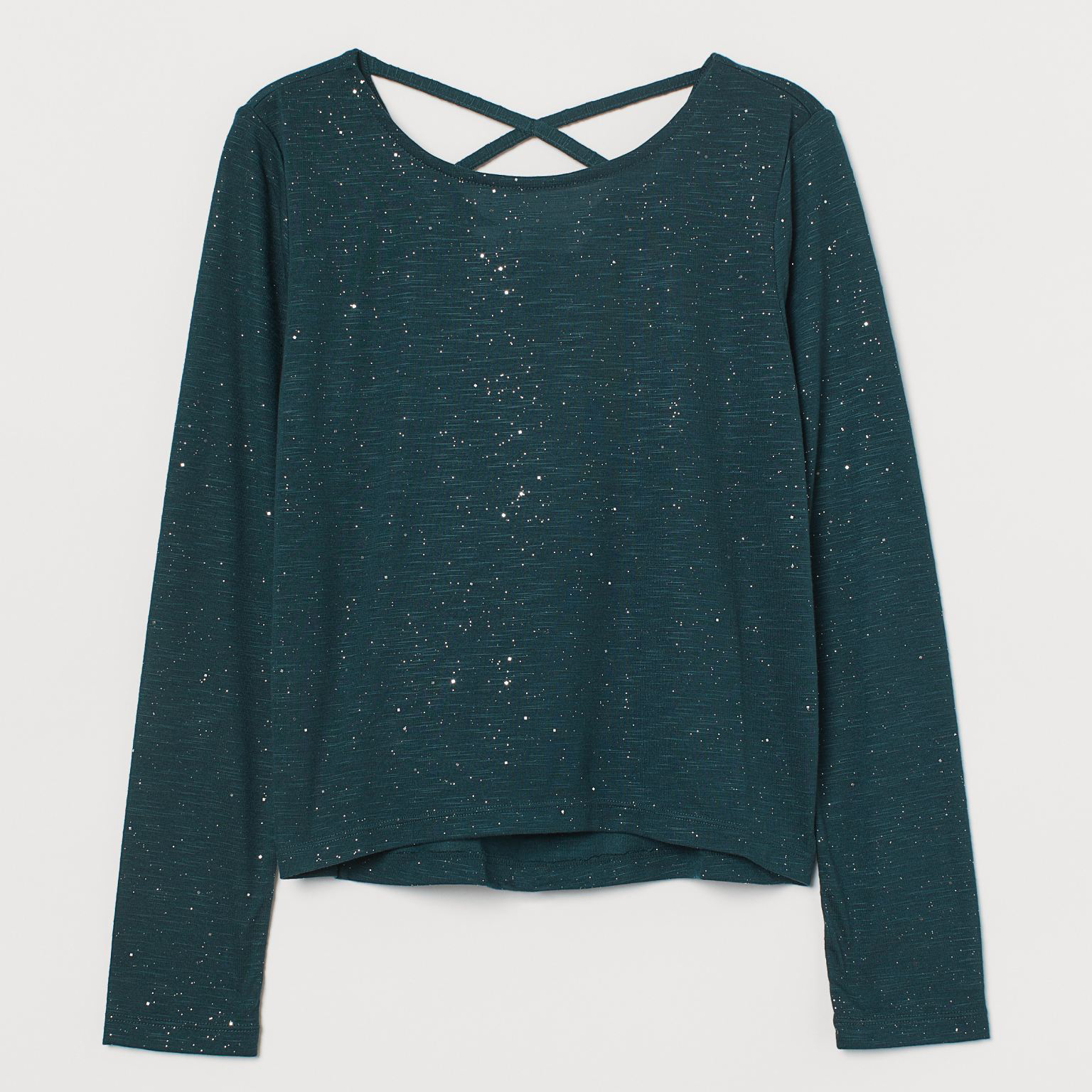 

Лонгслив H&M 060887809_green 134-140 см Темно-зеленый/Блестящий