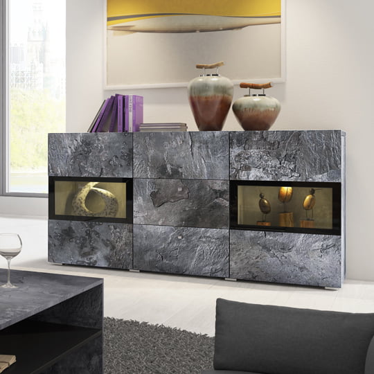 

Современный стеклянный комод с подсветкой с ящиками и дверцами в гостиную Baros Helvetia Wieruszów 132x70x39 (BAROS..26) 110704