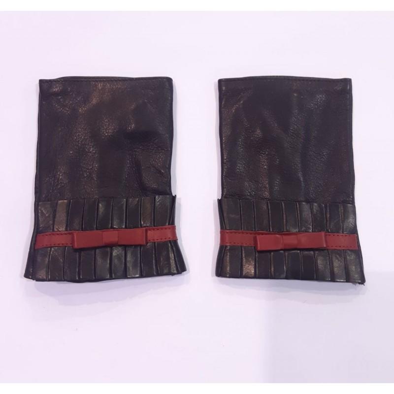 

Женские перчатки митенки кожаные GlovesUA мод.383 р.8,5 черные