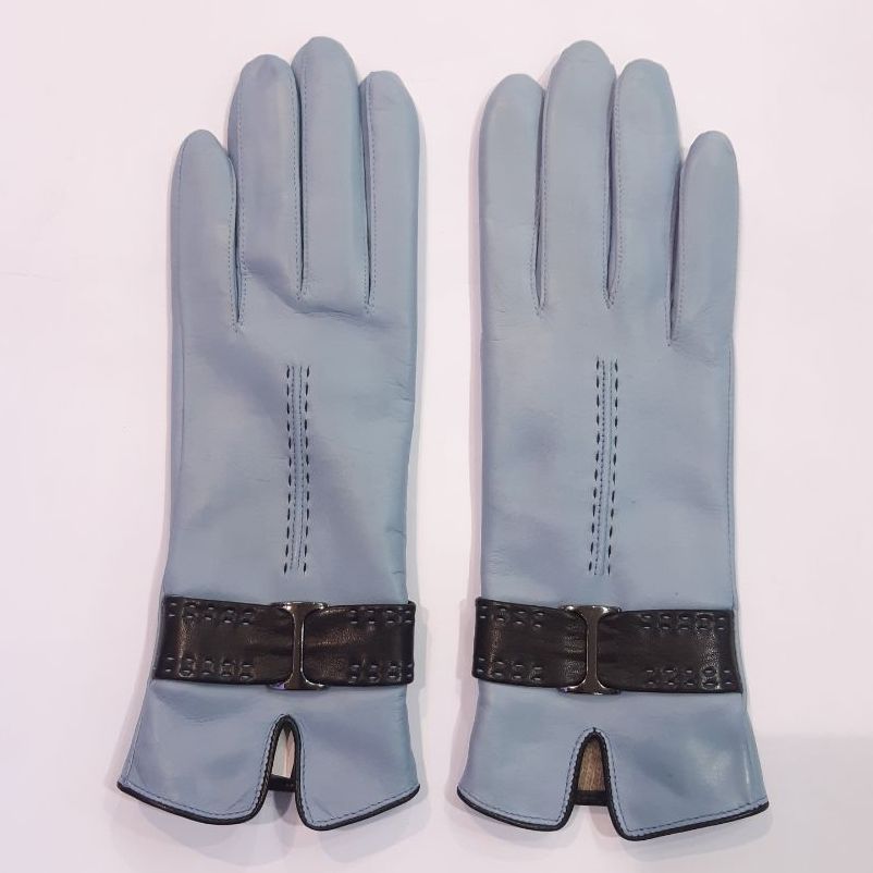 

Женские кожаные перчатки GlovesUA мод.407 р.8 светло голубой