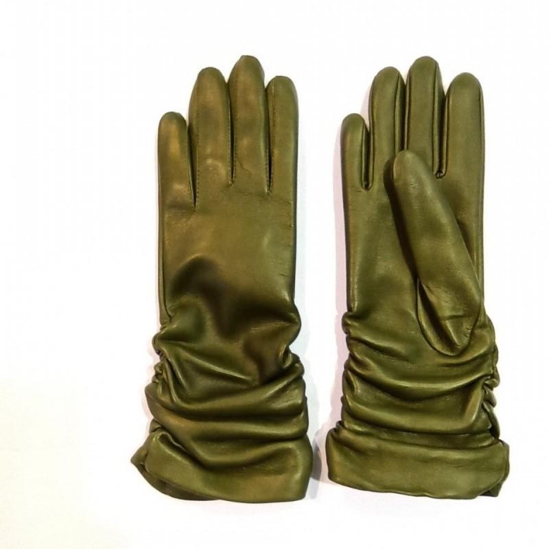 

Женские кожаные перчатки GlovesUA мод.362 р.6,5 оливковый