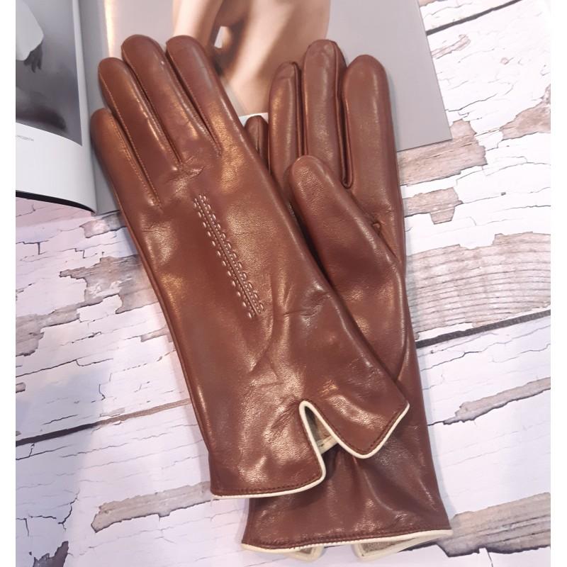 

Женские кожаные перчатки GlovesUA мод.407 р.7 коньяк без ремешка