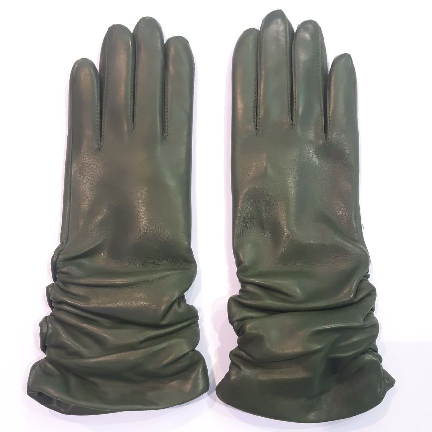 

Женские кожаные перчатки GlovesUA мод.362 р.8 темно-зеленые