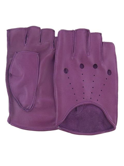 

Женские перчатки митенки кожаные GlovesUA мод.315 р.8,5 фиолетовые