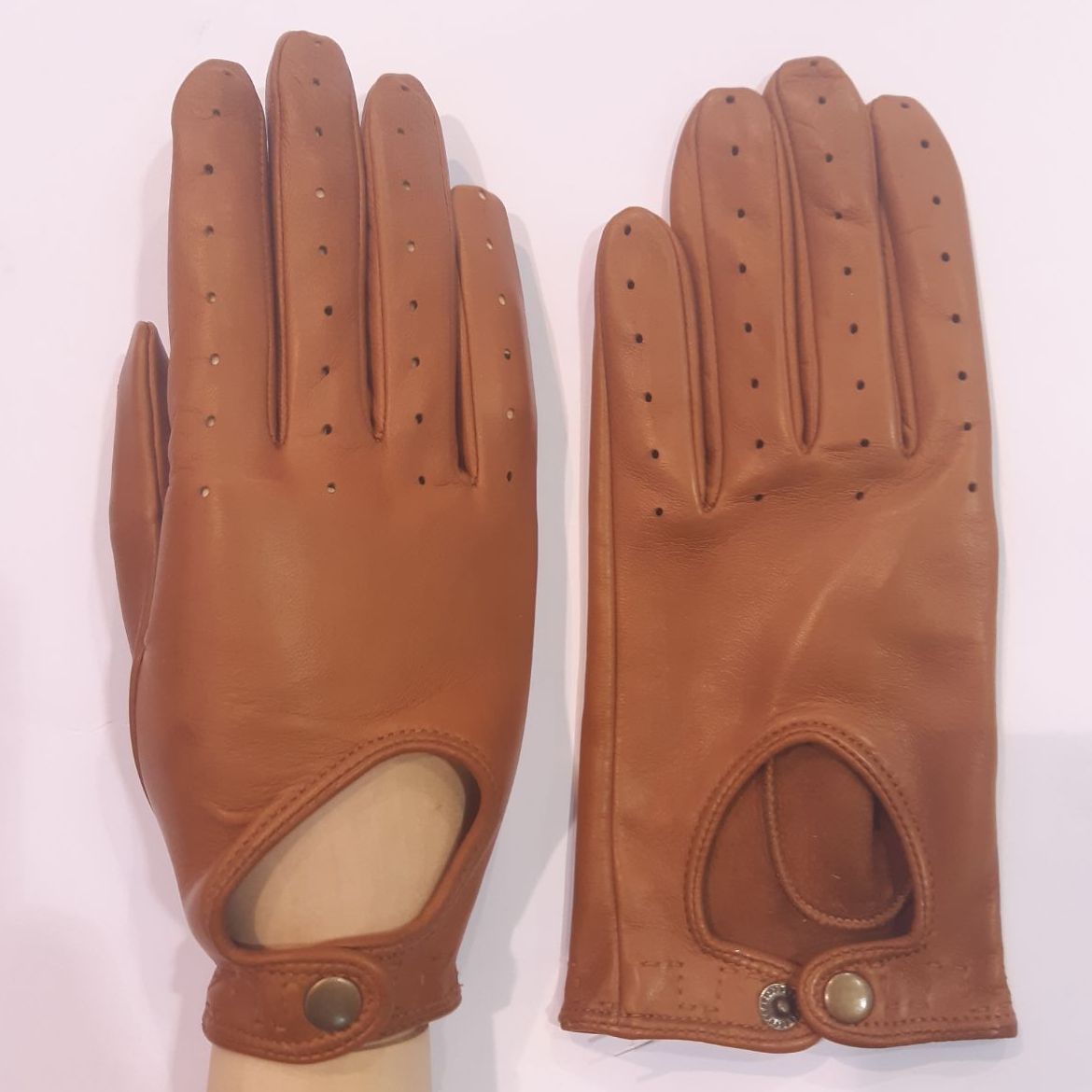 

Женские автомобильные кожаные перчатки GlovesUA мод.274 р.7 кирпичные