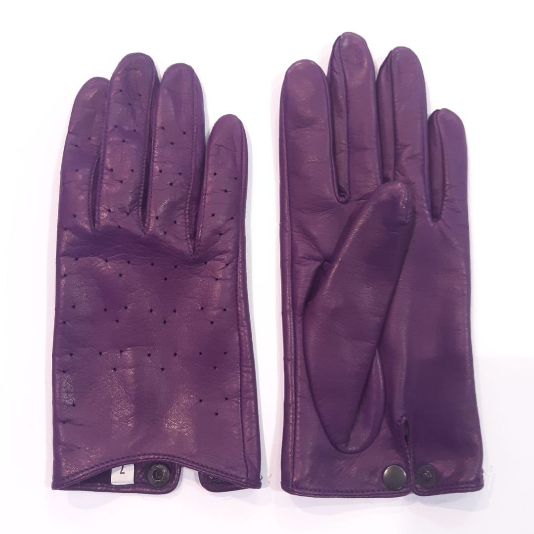 

Женские перчатки кожаные GlovesUA мод.394 р.7 фиолетовые с перфорацией