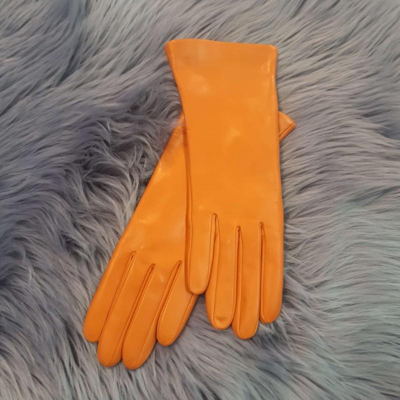

Женские кожаные перчатки GlovesUA мод.001 р.7 (без 3 полос) оранжевые