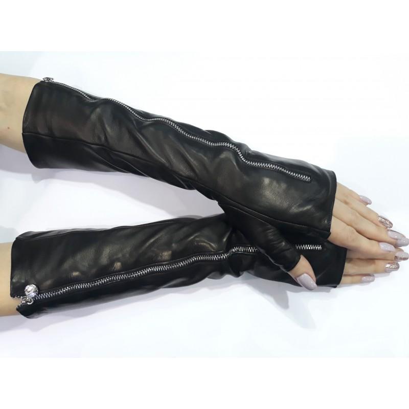 

Женские длинные перчатки кожаные GlovesUA мод.382-33-M р.6,5 черные