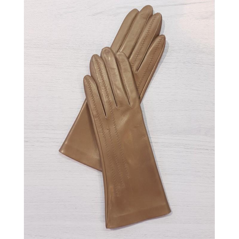 

Женские удлиненные кожаные перчатки GlovesUA мод.247 р.7,5 тауп (без банта /без перфорации)