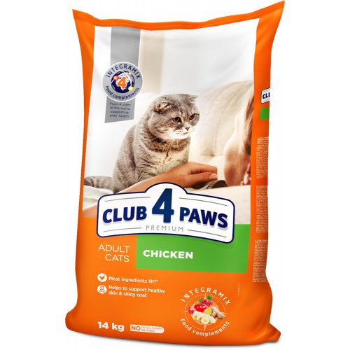 

Сухой корм Клуб 4 Лапы Adult Cat Premium для взрослых кошек, с курицей, 14 кг