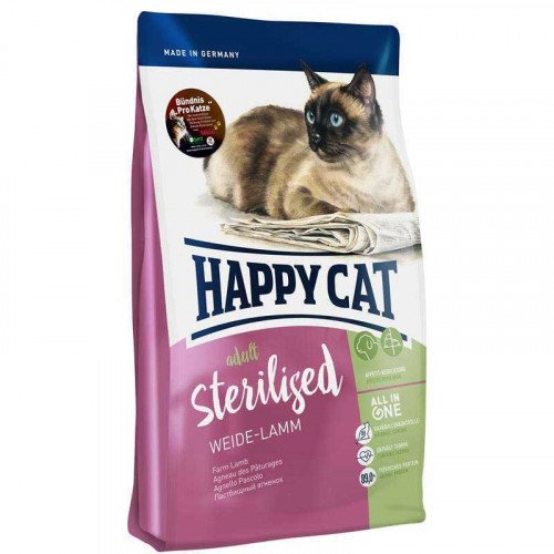 

Сухой корм Happy Cat Adult Sterilised для стерилизованных кошек кастрированных котов, с ягнёнком, 10 кг