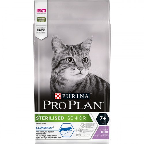 

Сухой корм Purina Pro Plan Sterilised Senior для стерилизованных кошек старше 7 лет, с индейкой, 1.5 кг