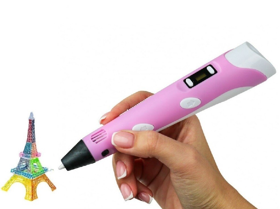 

3D ручка c LCD дисплеем и комплектом эко пластика для рисования 3DPen-3 Hot Draw 3 Pink