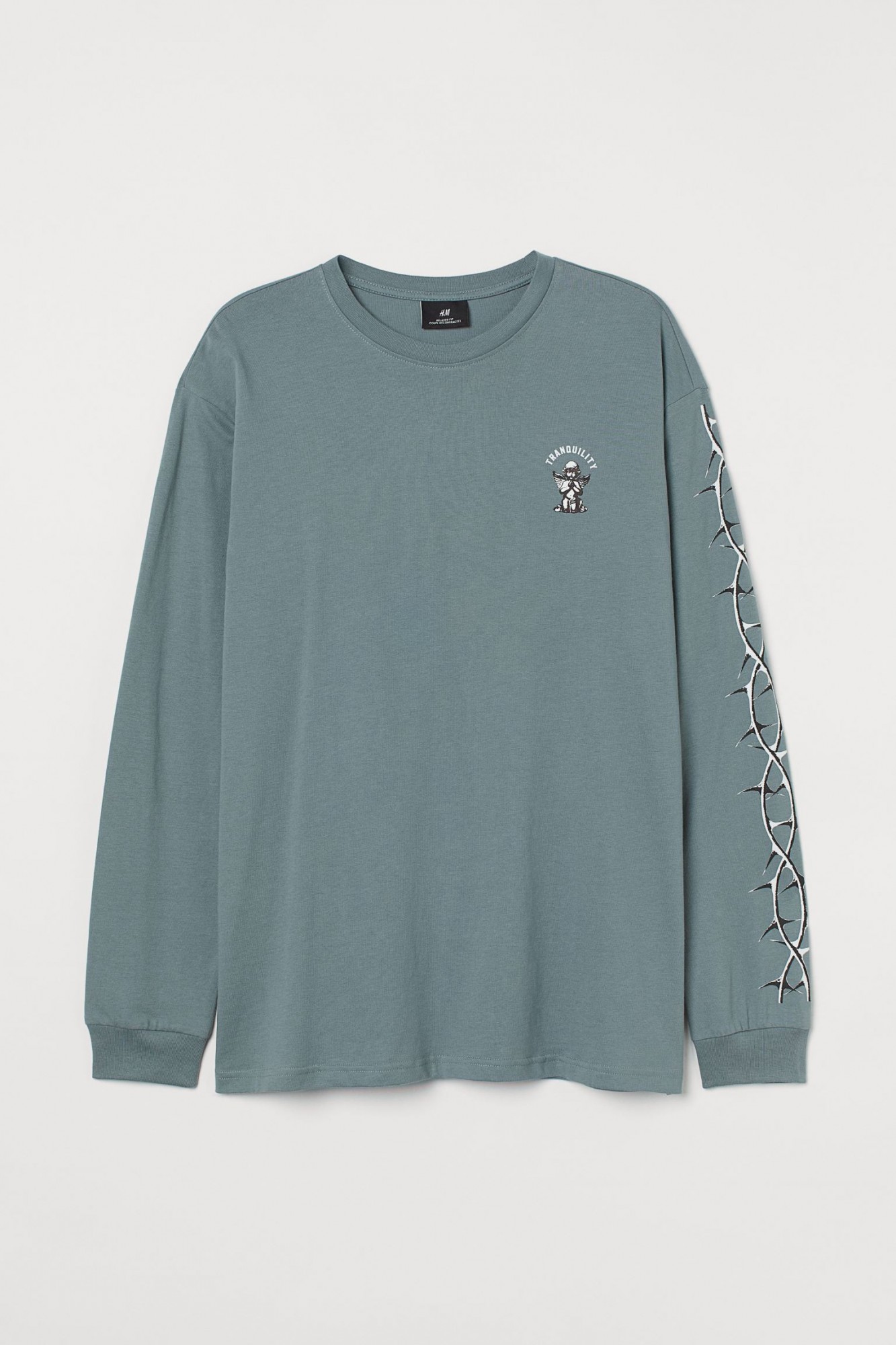 

Лонгслив из хлопка H&M Oversized Fit  бирюзовый 0981821002, Лонгслив из хлопка H&M Oversized Fit L бирюзовый 0981821002