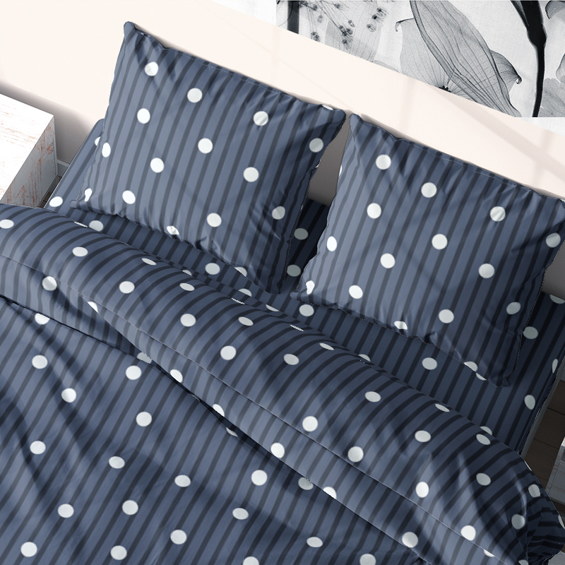 

Комплект постельного белья семейный из бязи Time Textile Горошек Серый TT7415-s1