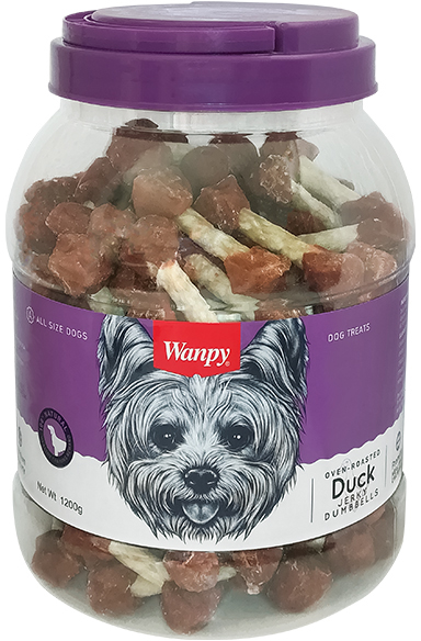 

Лакомство для собак Wanpy Duck Jerky Dumbbells Кость-гантель с вяленой уткой 1.2 кг (6927749820468)