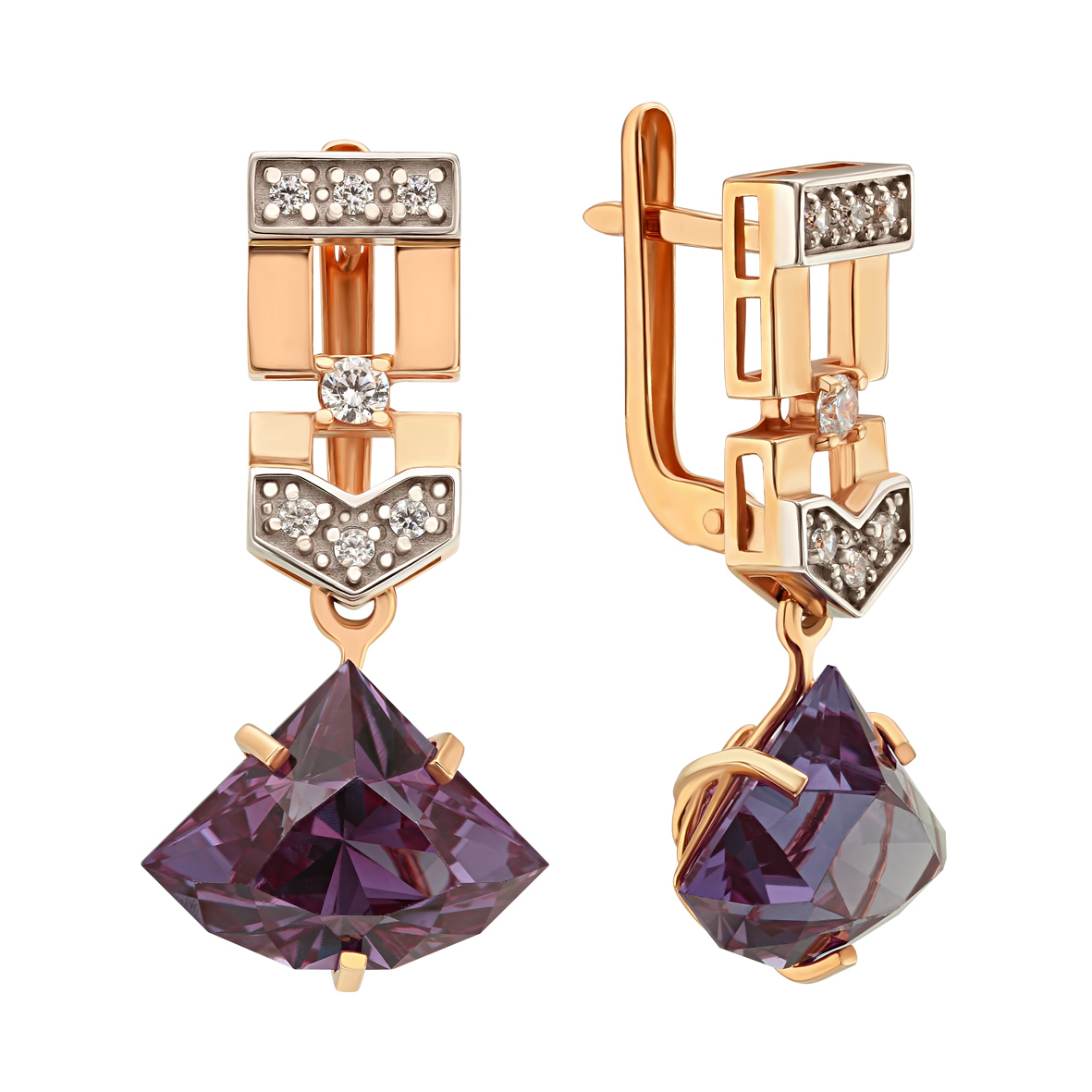 

Золотые серьги с александритом и фианитами Tango Jewellery Company 4527392