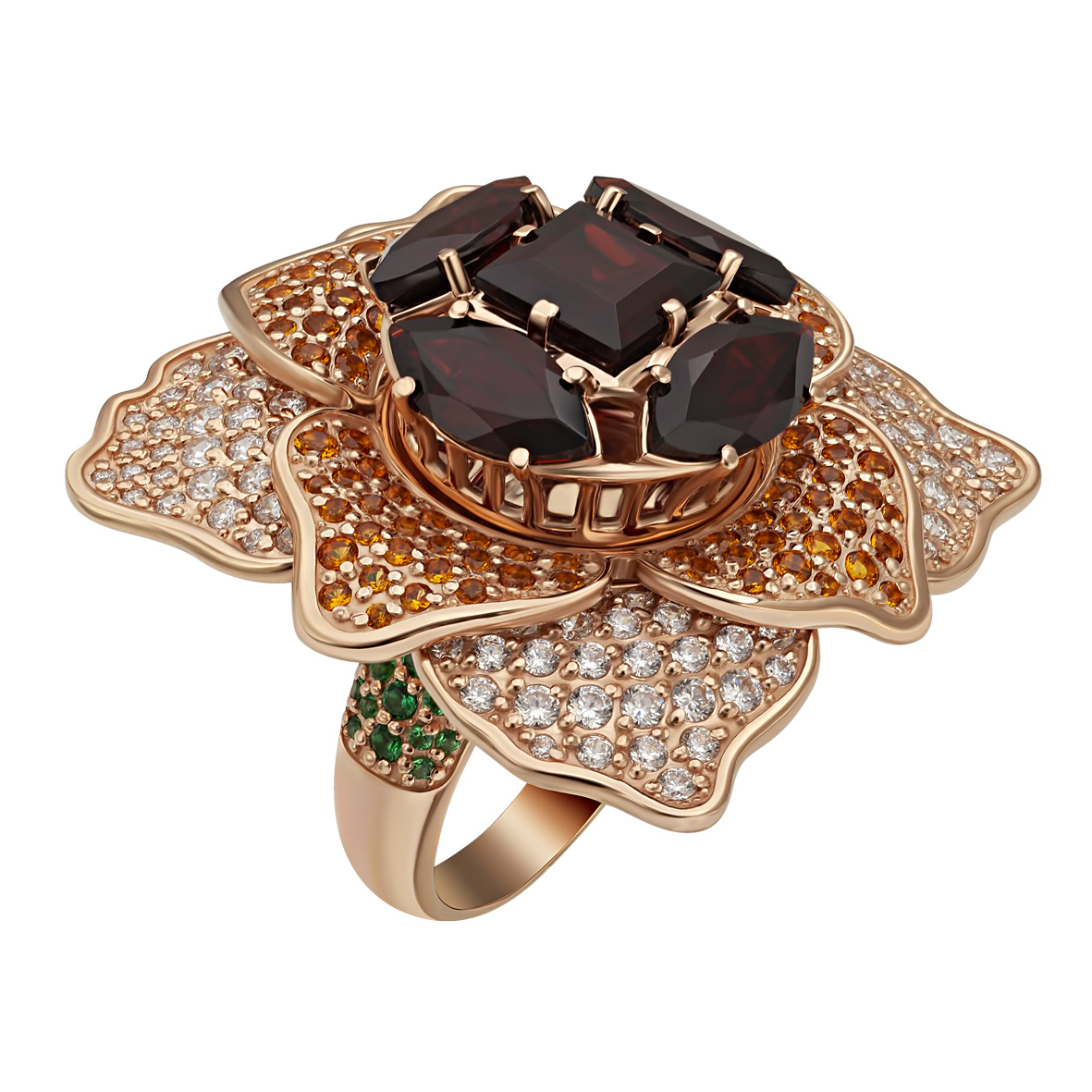 

Золотое кольцо с гранатом и фианитами Tango Jewellery Company 374777 размер 19