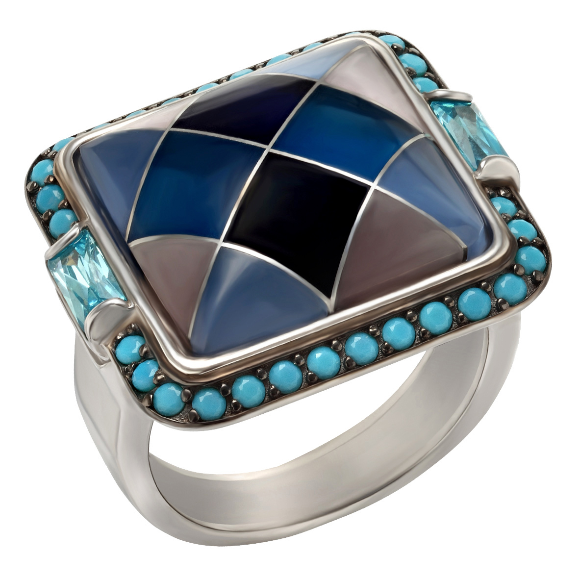 

Серебряное кольцо с агатом, нанокристаллами и фианитами Tango Jewellery Company 379724С размер 18