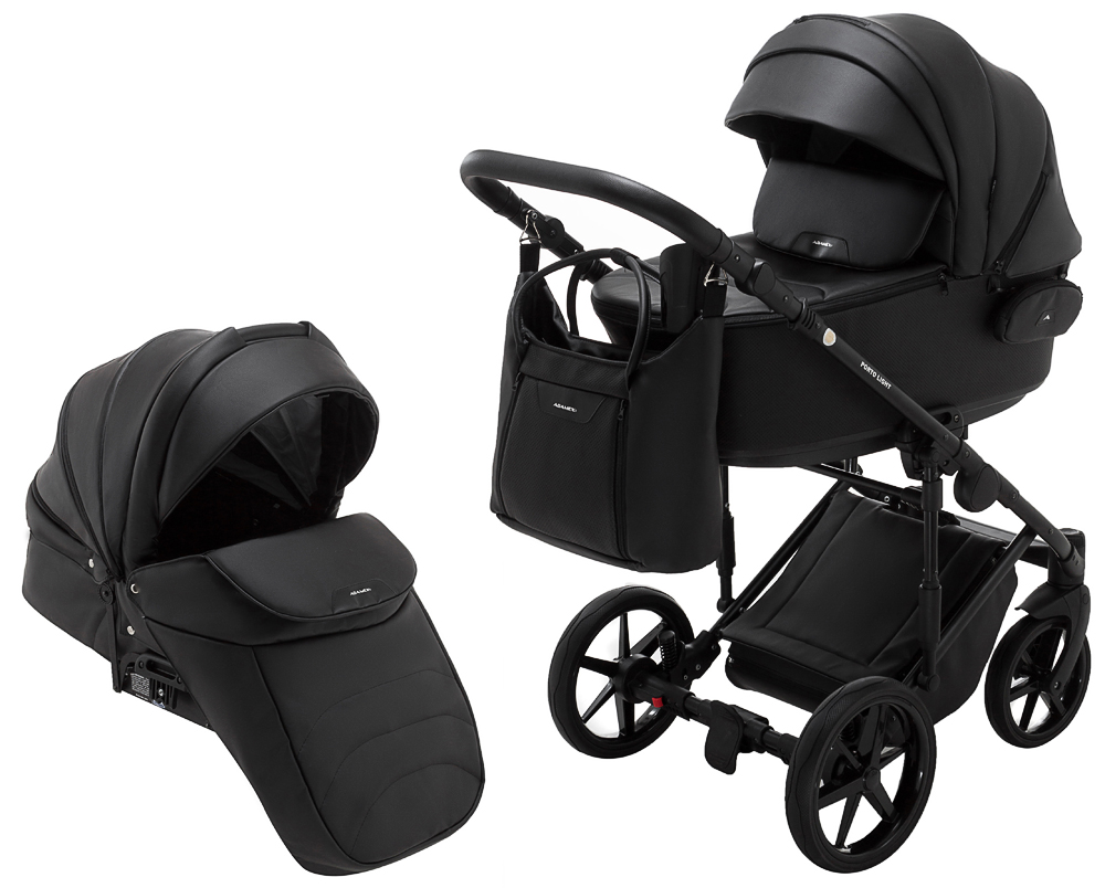 

Коляска 2 в 1 Adamex Porto Light ECO кожа 100% SA-2 черный