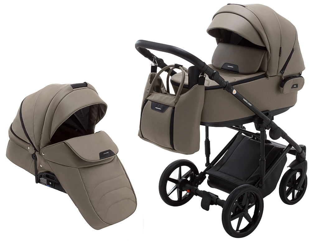 

Коляска 2 в 1 Adamex Porto Light ECO кожа 100% SA-9 тёмный капучино