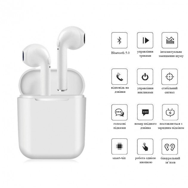 

Наушники беспроводные блютуз TWS i9s Double V 5.0 EDR Bluetooth Pop-up NEW Stereo Plus White кейс с силиконовым чехлом