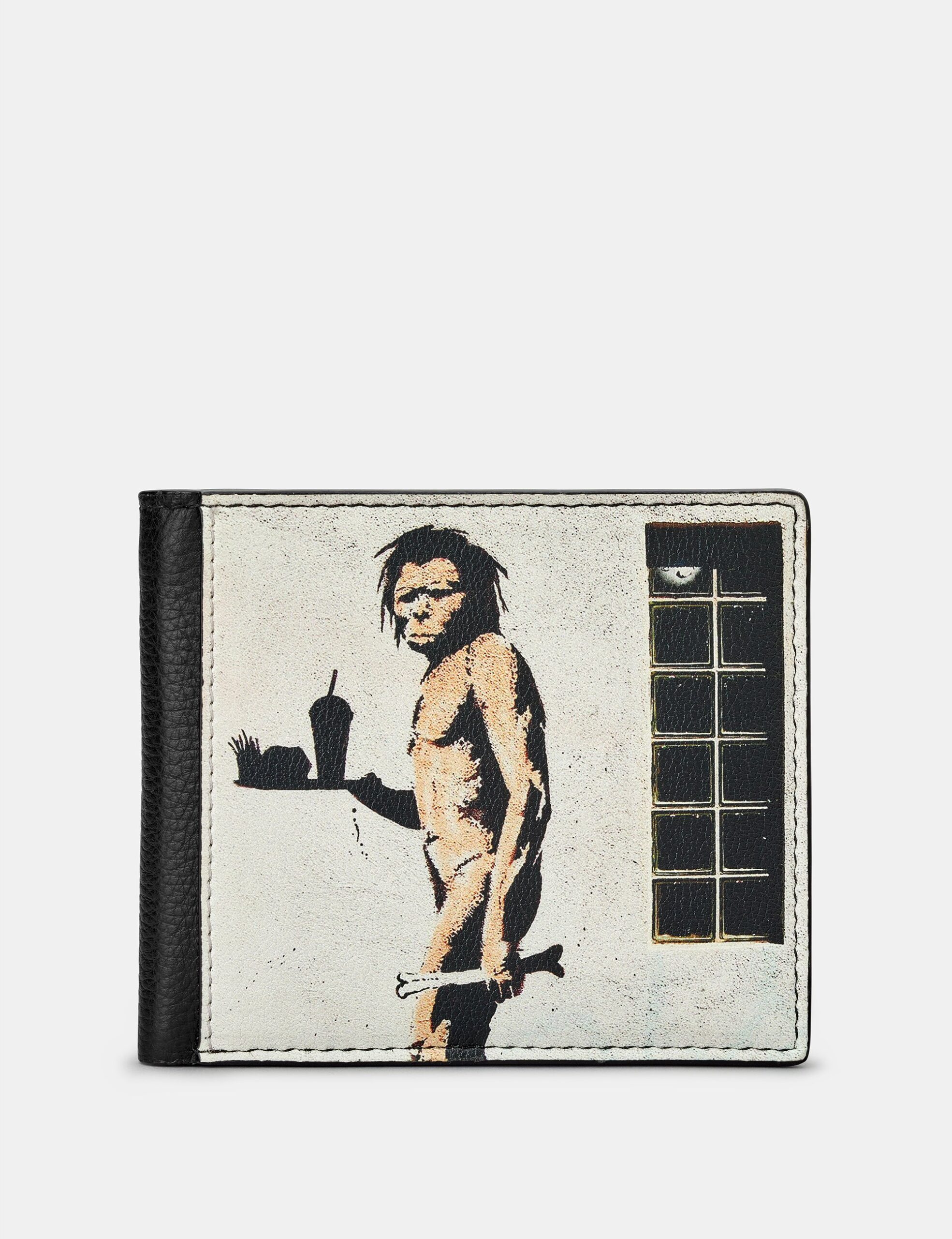 

Черный кожаный кошелек Banksy Ape Man